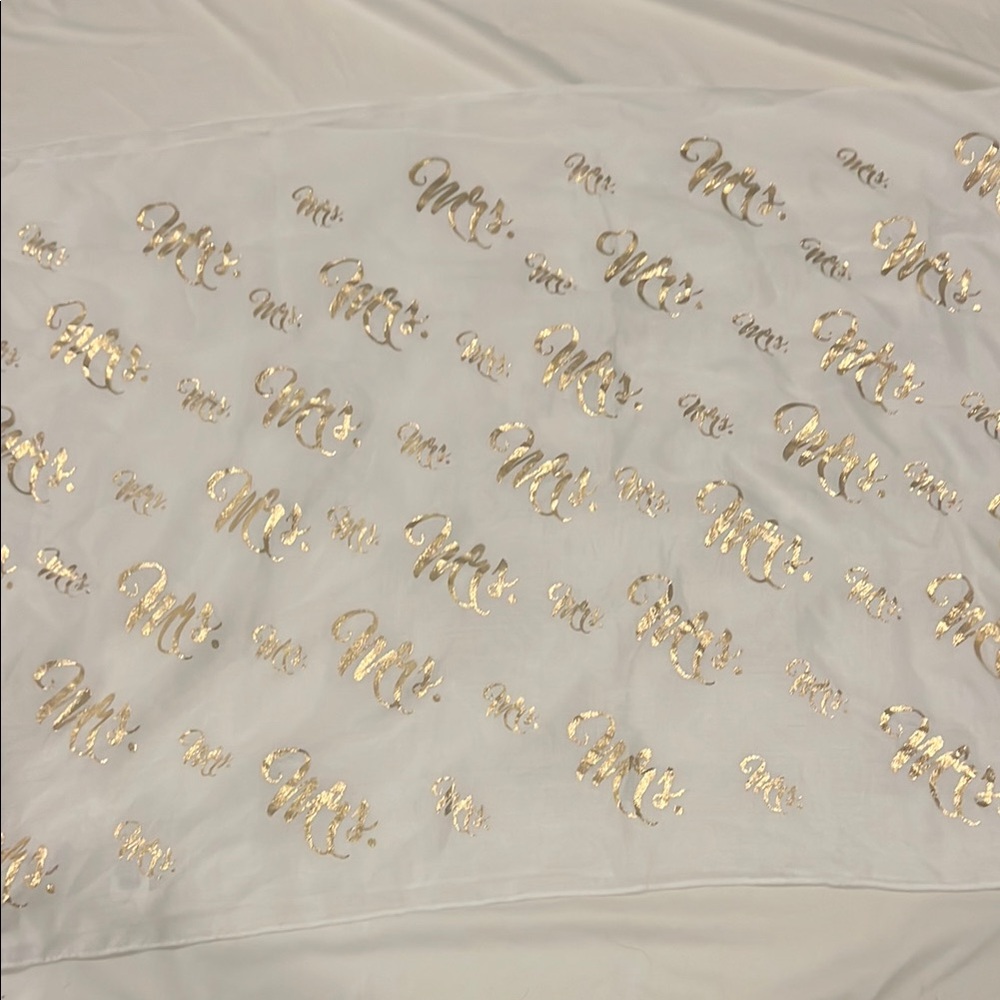 Chic White and Gold 'Mrs.' Infinity Scarf